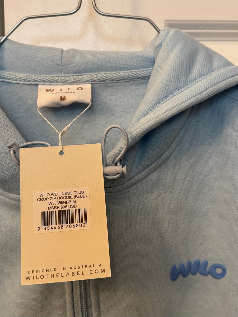Wilo Wellness Club Light Blue Fleece Hoodie & Shorts Set Women's Size Medium - Picture 2 of 9
